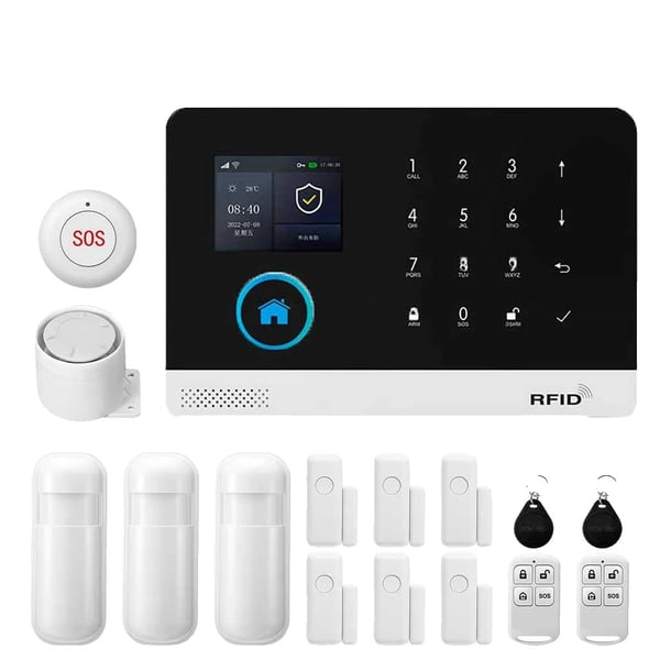 Hjemmesikkerhedsalarm System, WiFi Kontrol, Stemmesupport Kompatibel,EU-stik-b, D