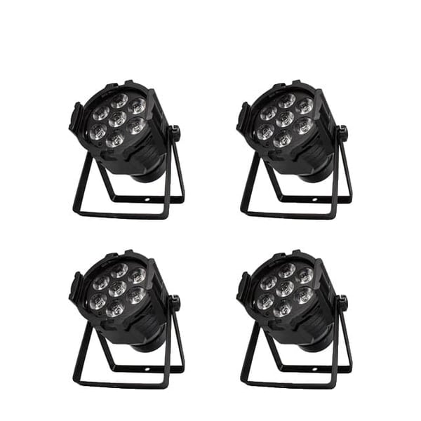 LED Par Lys, RGBWA+UV Vask, Aluminium Kroppen, 4 stk 7x18w, EU-stik