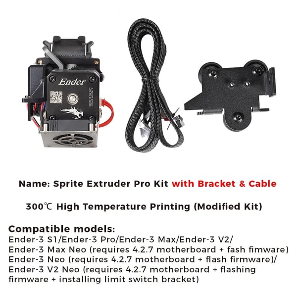 CREALITY Sprite Extruder Pro Kit, 300°C Høj Temperatur, Dobbelt Gear Drivsystem,Sprite Pro Kit