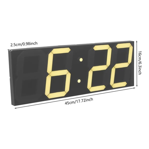 LED-herätyskello, kaukosäädin, USB-virtalähde, säädettävä kirkkaus, valkoinen tyyppi 2, 45X16X2.5cm