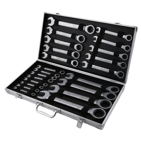 Rattaat Wrench -sarja, kromivanadiiniteräs, 6-32 mm kokoalue,Hopea