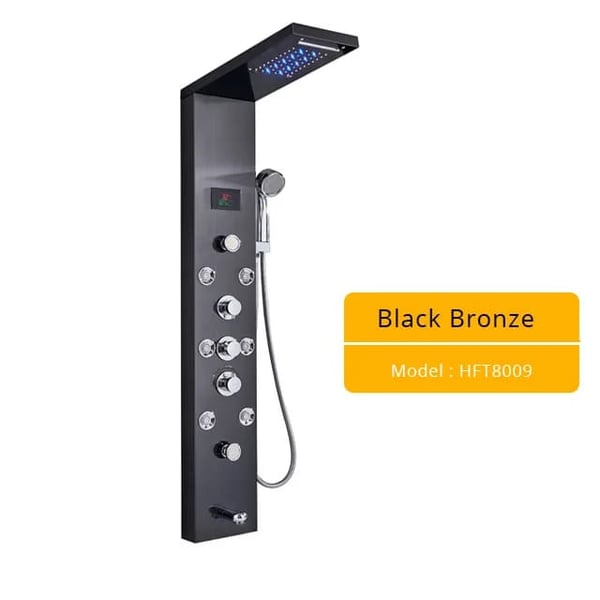 Brusepanelhane, Vandfaldsregnbruser, Digitalt Vandtemperaturdisplay, , Black 8009