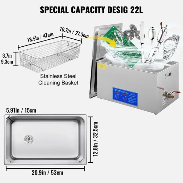 Ultralydsrenser, Kraftfuld Rengøring, Brugervenlig Betjening,22L JPS-80A