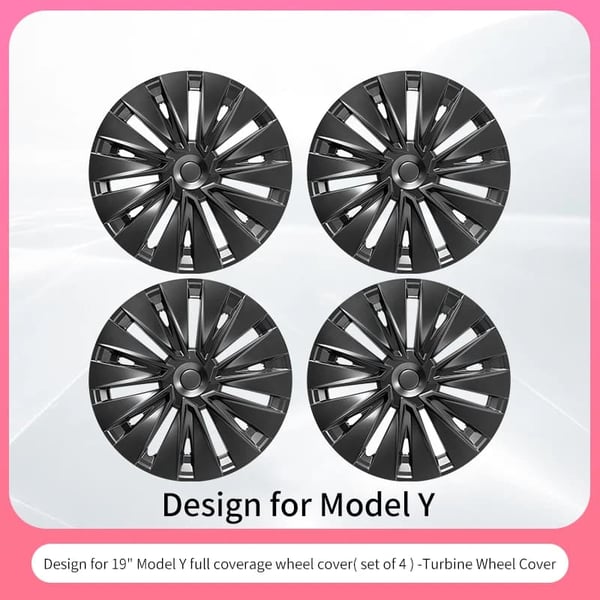 Hjulskærme til Tesla Model Y, 19 Tommer Turbine Design, Nem Installation,Turbine Stil