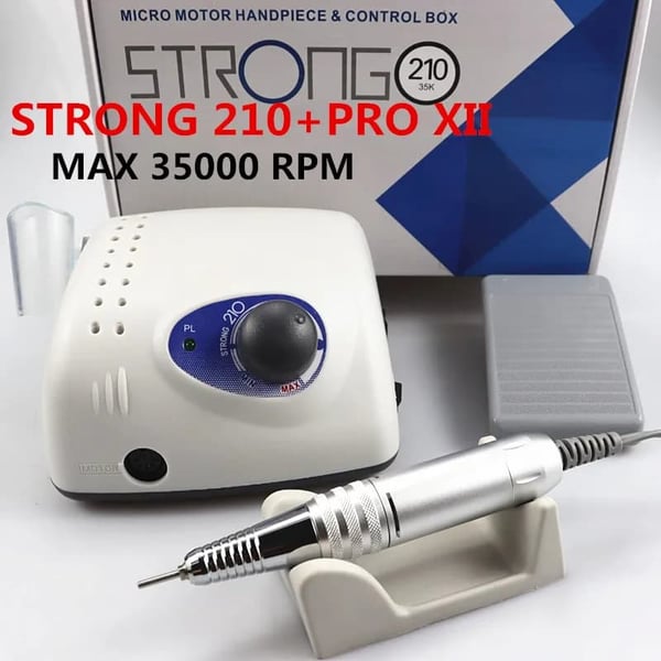 Elektrisk Manicure Boremaskine, 0-35000 RPM, CE Certificeret,STÆRK 210 SILVER
