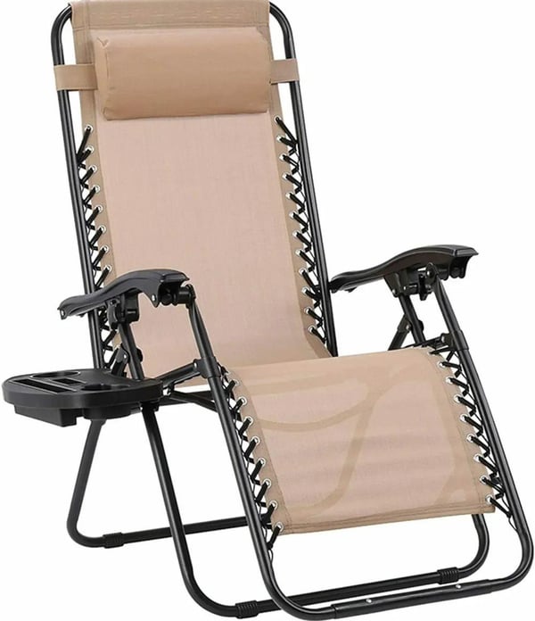 Strandstol, justerbar rygvinkel, sammenklappeligt design,Beige