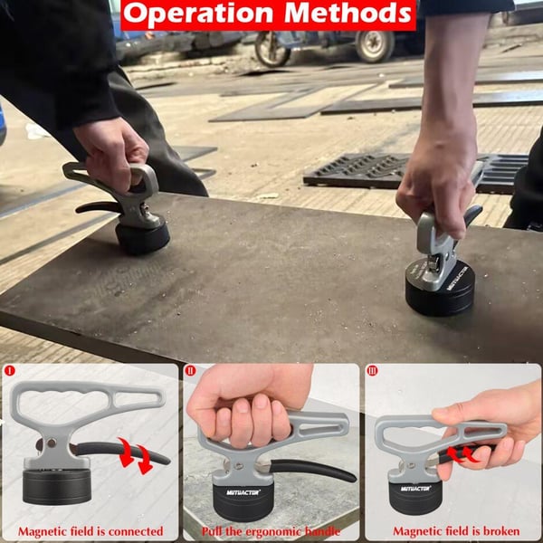 Magnetisk opsamler værktøj, hurtigfrigivelsesmekanisme, ergonomisk håndtag,Sølv