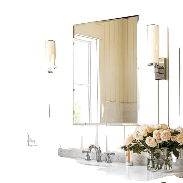 Rammeløst Badeværelsesspejl, Firkantet Design, Høj-Definition Klarhed,32X24 tommer