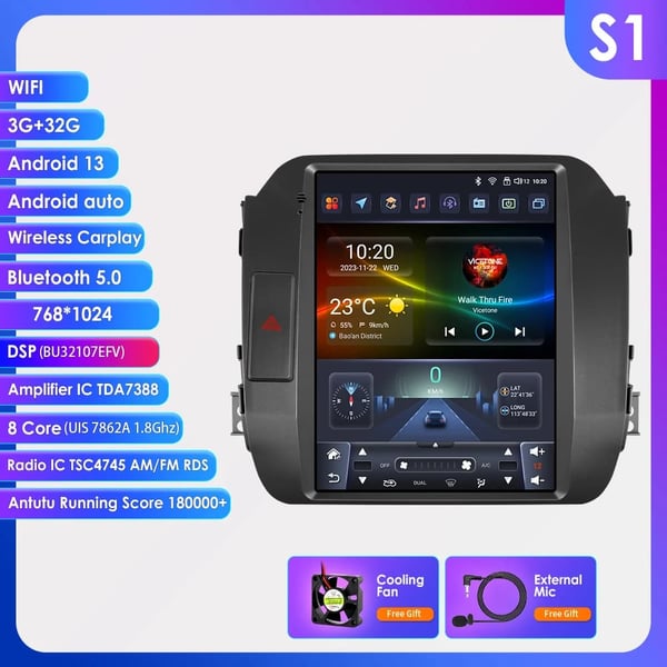 Autoradio, Android 13, Multimediatoistin,S1-3G 32G-8ytimiä