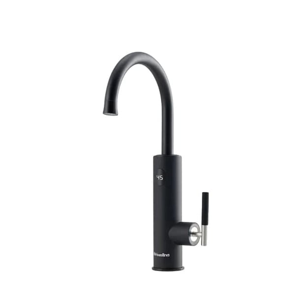Elektrisk Vandvarmer, 220V Kontinuerlig Flow, 2 i 1 Vandhane, Mat Sort, EU