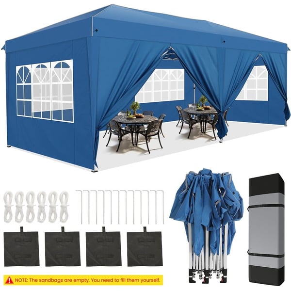 Pop-up Pavillon, Vandtæt, Nem Opsætning,3x6m, Blå