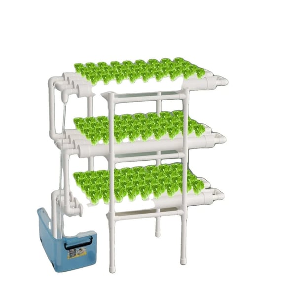 Hydroponisk grøntsagsdyrkningskit, 3 lag, 108 plantepladser, PVC-materiale, jordløs system, kompakt design