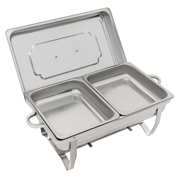 Chafing Dish Buffet Sæt, 4PCS, Rustfrit Stål, Alkohol Opvarmning,Sølv