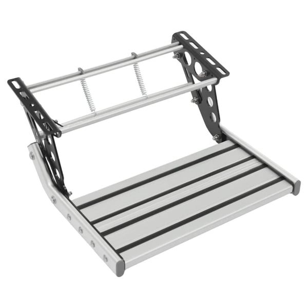 Sammenklappelig RV-trin, holdbar aluminiumsbygning, LED-lys,Sølv