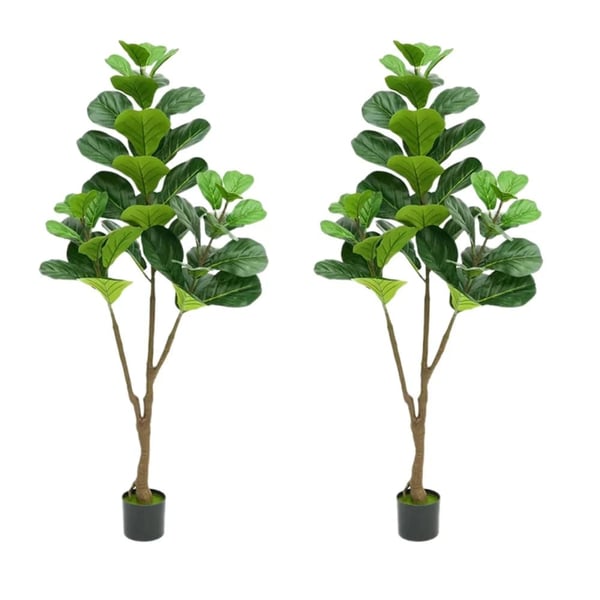 Kunstig Fiddle Leaf Fig Træ, Ultra-Realisme Design, Ingen Vedligeholdelse Krævet,150 cm 2 stk