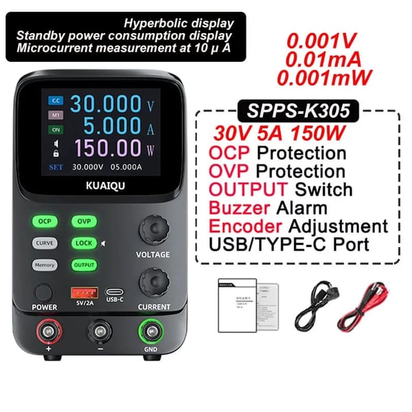 Virtalähde, 2,8 tuuman näyttö, säädettävä jännitevirta,SPPS-K305 30V5A