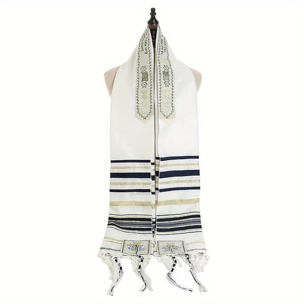 Tallit Bønnesjal, Elegant Design, Behageligt Stof,MB001-02, 52X180CM-c