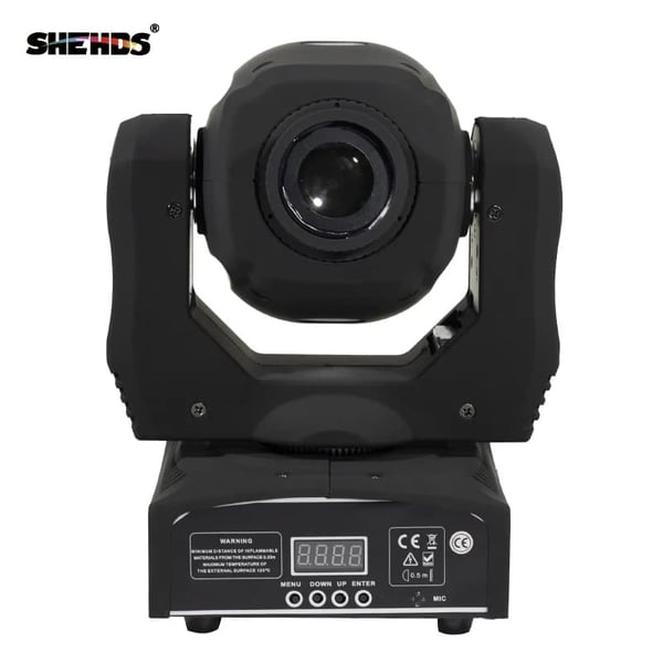 Mini Spot 60W LED Moving Head Light, 7 Farver + Hvid, DMX512 Kontrol,sort legeme, EU