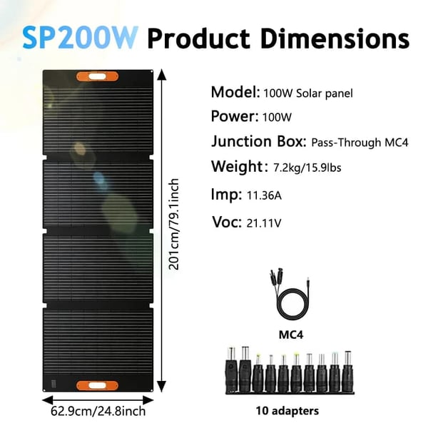 Aurinkopaneeli, kannettava, taitettava,T200 MC4