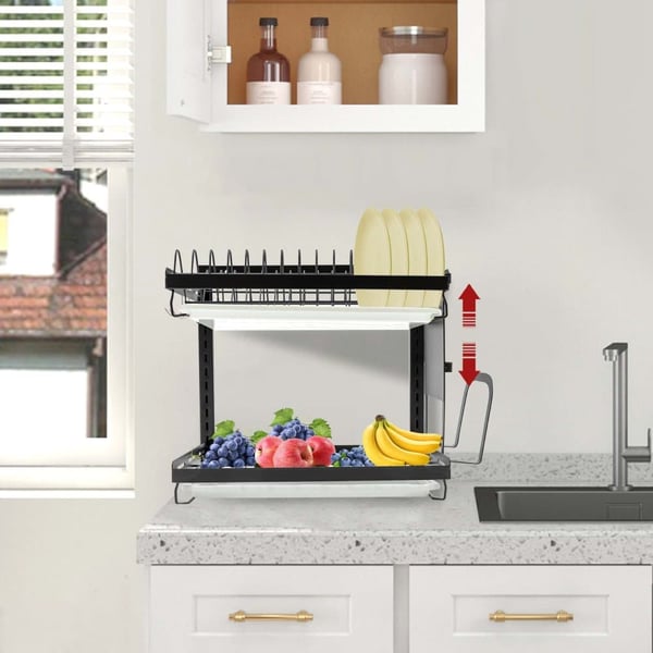 Vaskestativ, 2-lags design, holdbart kulstofstål, pladsbesparende organizer