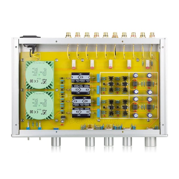 Forstærker, 2.0-kanal, aluminiumlegeringskasse, frekvensrespons 2 Hz - 40 kHz, SNR 115dB, THD 0.003%
