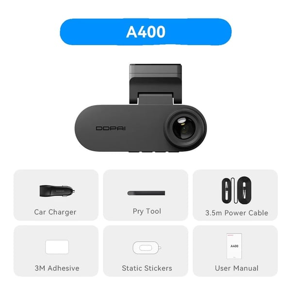 Dash Cam, 4K Ultra HD Optagelse, Smart Køreassistance, A400,Ingen, A400-b