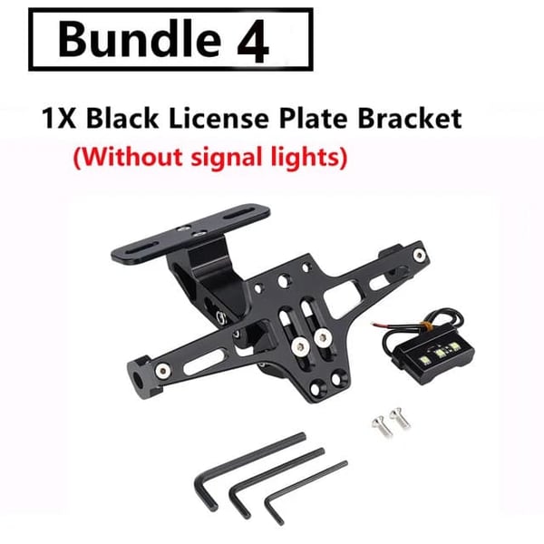 Motorcykel nummerpladeholder, universel pasform, LED-lys funktion, Sort Nummerplade
