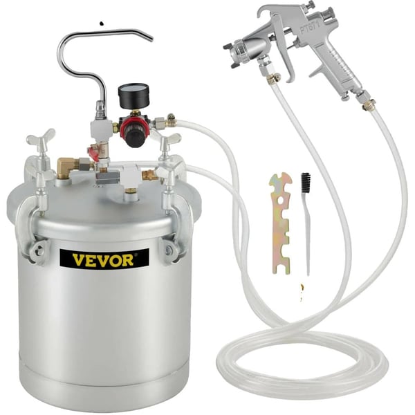 VEVOR kaupallinen maalauspainetankki, 10L kapasiteetti, 45-60 PSI käyttöpaine, säädettävä suihkuleveys