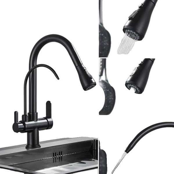 Filtered Water Kitchen Faucet, Dual Handle Design, Pull-Out Spray Feature,Sort