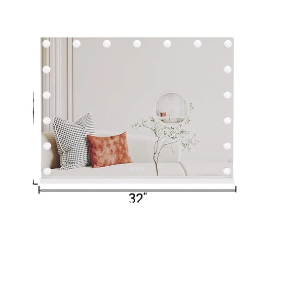 Spejl med lys, justerbar LED-belysning, smart touch-kontroller,32x24 tommer