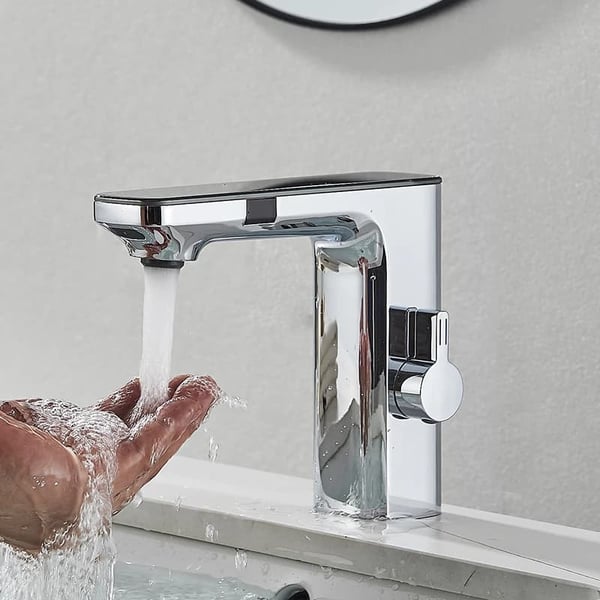 Beröringsfri badrumskran, hög hållbarhet, handsfree-sensor, Krom