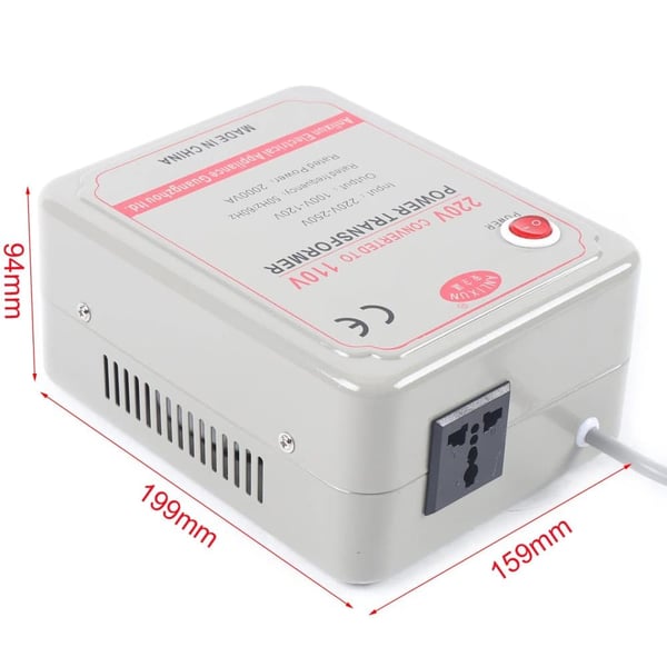 Spændingsomformertransformator, Indgang 220V-250V, Udgange 100-120V,2000W, Hvid