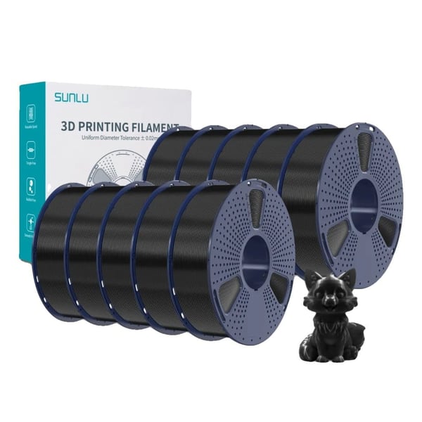 SUNLU PETG 3D-tulostinlanka, Korkea kestävyys, Nolla kuplia,10KG Musta