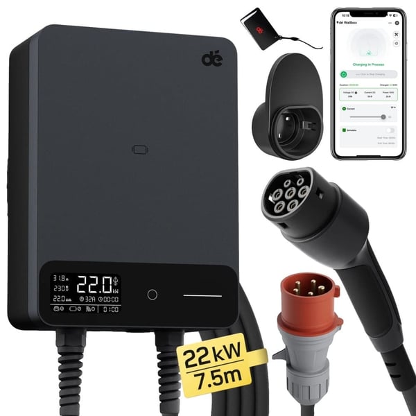 EV-ladestation, Type 2-kompatibilitet, Smarte kontroller,TYPE2, 22kW 7.5m kabel
