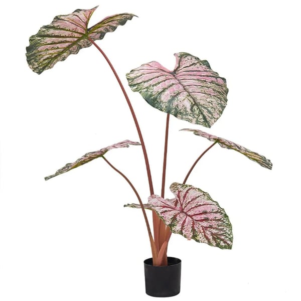 Kunstig Caladium Plante, Indendørs Udendørs Dekor, Lav Vedligeholdelse,Grøn Pink 110cm
