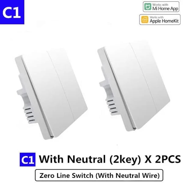 Smart Switch, Zigbee-forbindelse, Fjernbetjening, Med Neutra 2X2