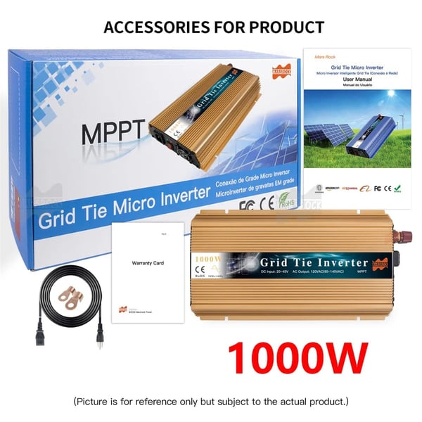 Mikro Sol inverter, Høj Effektivitet Konvertering, Alsidig Kompatibilitet,230V (190-260V AC), 1000W-Guld, 36V (20-50V DC)