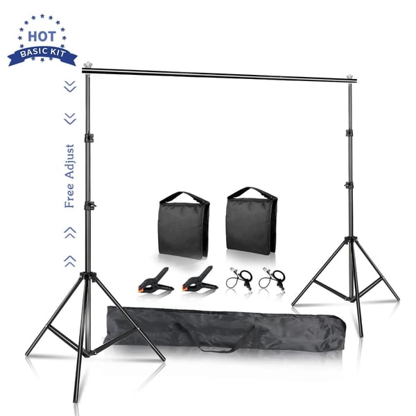 Baggrundsstativ, Justerbar Støtte, Letvægtsdesign,Tilføj 2stk Sandpose, 2X3M