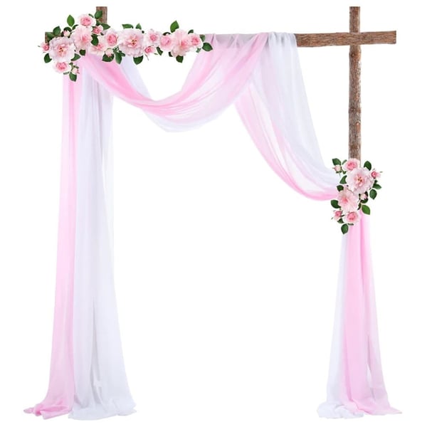 Baggrundsgardin, 70x550 cm størrelse, elegant hvid og pink design,Hvid og lyserød