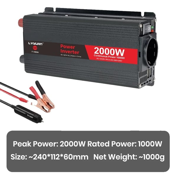 Autoinvertteri, Muokattu sinimuotoa, USB-ulostulo,12V-220V-2000W
