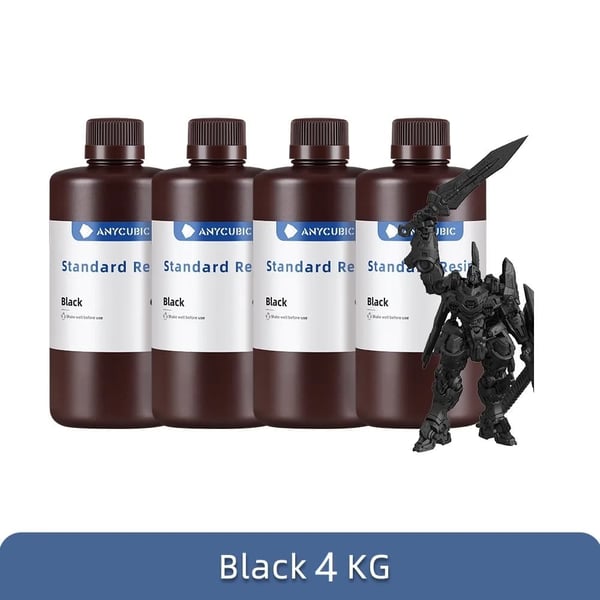 ANYCUBIC 4KG UV-harpiks, hærdningsbølgelængde 405 nm, høj viskositet 552 mpa.s,4kg Sort