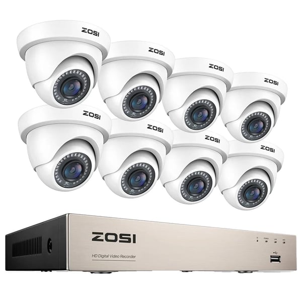 Sikkerhedskamera system, 8CH DVR optager, 2MP Dome kameraer,8 Hvide Kameraer, Ingen