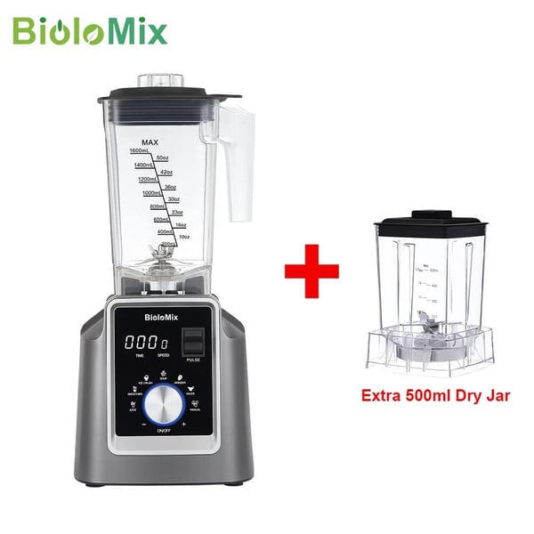 Professionel blender, 2200 watt effekt, 2L kapacitet, 6 automatiske programmer,EU Stik, Med 500 ml Tørkrukke