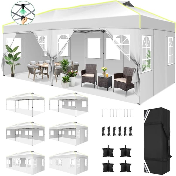 Pavillon, Vandtæt, Justerbar Højde,Hvid
