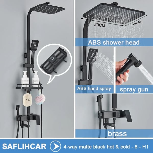 Bruserarmatur Sæt, Stilfuldt Design, Holdbar Messing Konstruktion,sort ABS-4-2