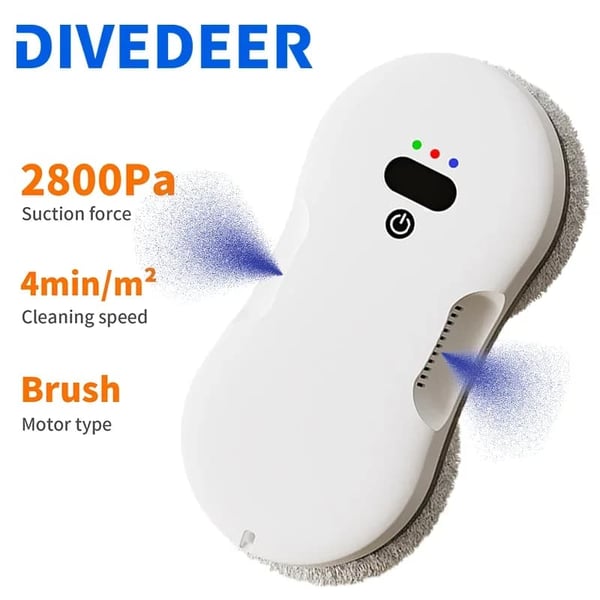 Vinduespudserrobot, Effektiv Rengøringsmekanisme, Kompakt Design,Ja, Dobbelt Spray Hvid, EU