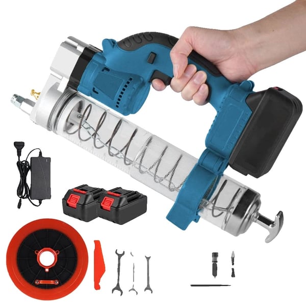 Elektrisk Fedtpistol, Højt Tryk, Børsteløs Motor,2 batterier, EU