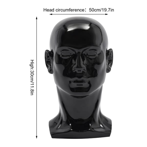 Mannequin Hoved, Holdbar PVC, Stabil Base,1stk, 1stk/sæt, Sort