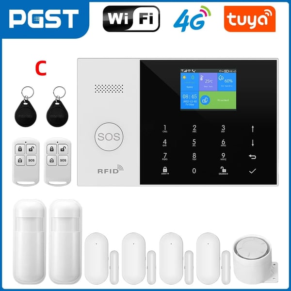 Sikkerhedssensor, Trådløs forbindelse, Smart home integration,4G WiFi Kit C, EU Stik