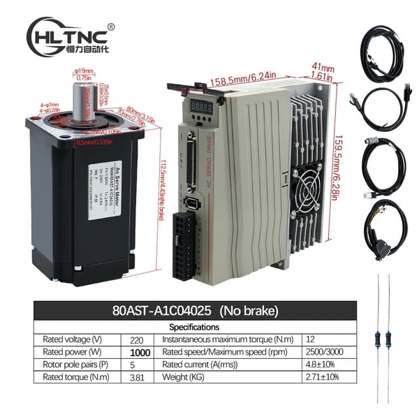 Servo Motor Kit, AC Driver, Høj Moment Ydeevne,1000W, 220V